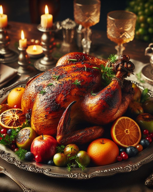 Chapon fermier, jus truffé